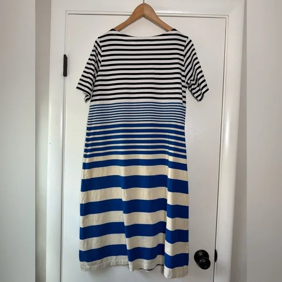 Uniqlo x Marni Blue Stripe Cotton Short Sleeve Midi Dress Size Large - Picture 11 of 11